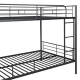 Merax Full Over Full Metal Bunk Bed with Ladder and high Guardrail, Able to Split, Storage Space, No Box Spring Needed, Noise Free, Black Merax