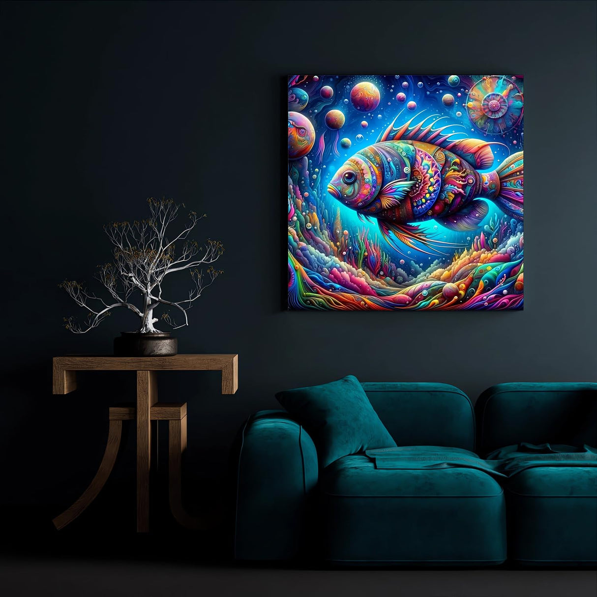 Fish Diamond Art Kits for Adults, 5D Diamond Painting for Beginners, Diamond Dot, Animal Dimond Art Paintings Kit, Small Gem Painting Kit, Crafts for Adults, Crystal Home Wall Decor Gifts (14x14inch) Rekxtmo