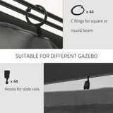 Outsunny 10' x 12' Universal Gazebo Sidewall Set with Panels, Hooks and C-Rings Included for Pergolas and Cabanas, Gray Outsunny