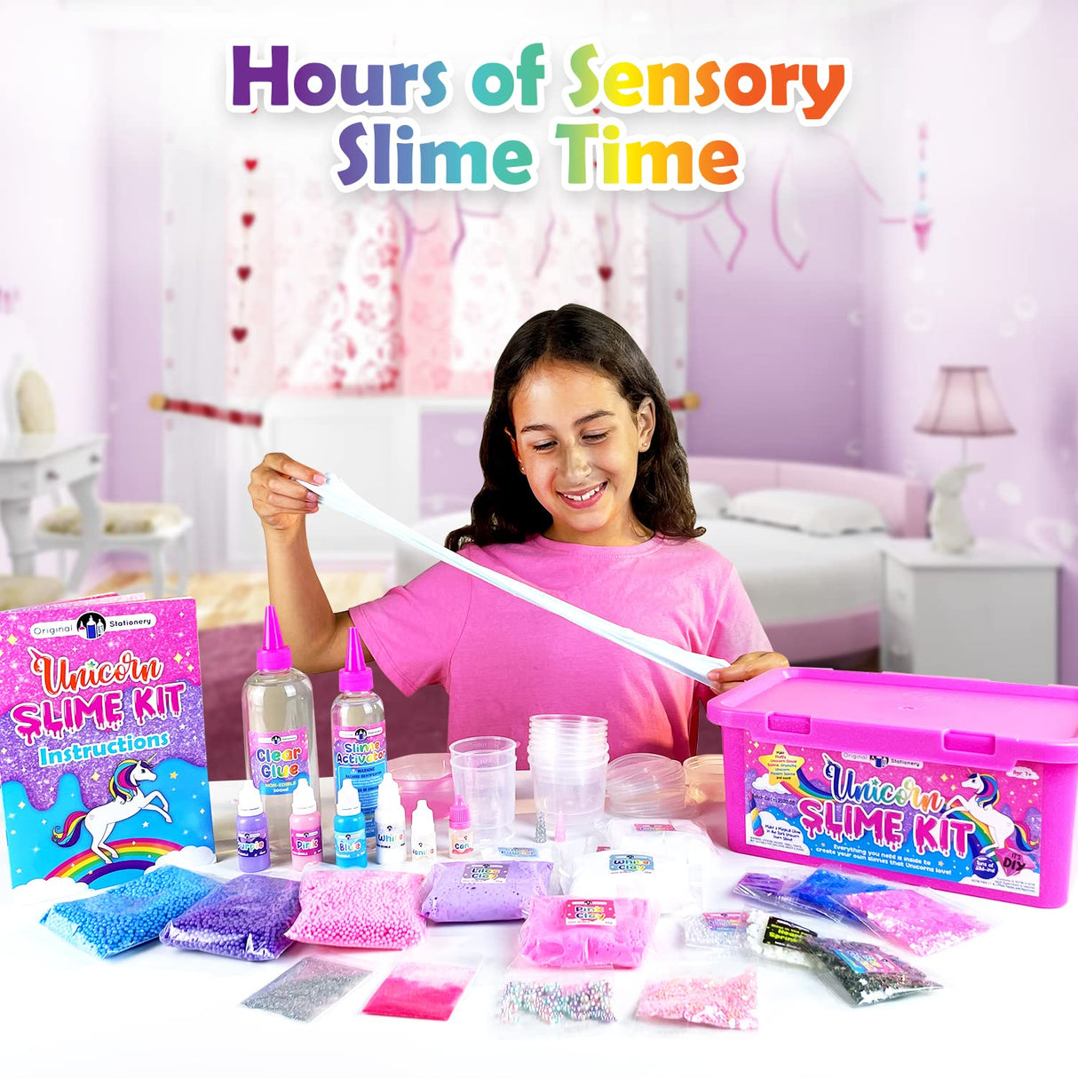 Original Stationery Unicorn Slime Kit for Girls 7 & Up – Create Amazing Glow in The Dark Slime for Kids, Kit Girl Unicorn Stationery Toy Glow Dark. Original Stationery