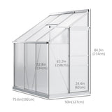 Outsunny 6' x 4' Aluminum Lean-to Greenhouse Polycarbonate Walk-in Garden Greenhouse with Adjustable Roof Vent, Rain Gutter and Sliding Door for Winter, Clear Outsunny