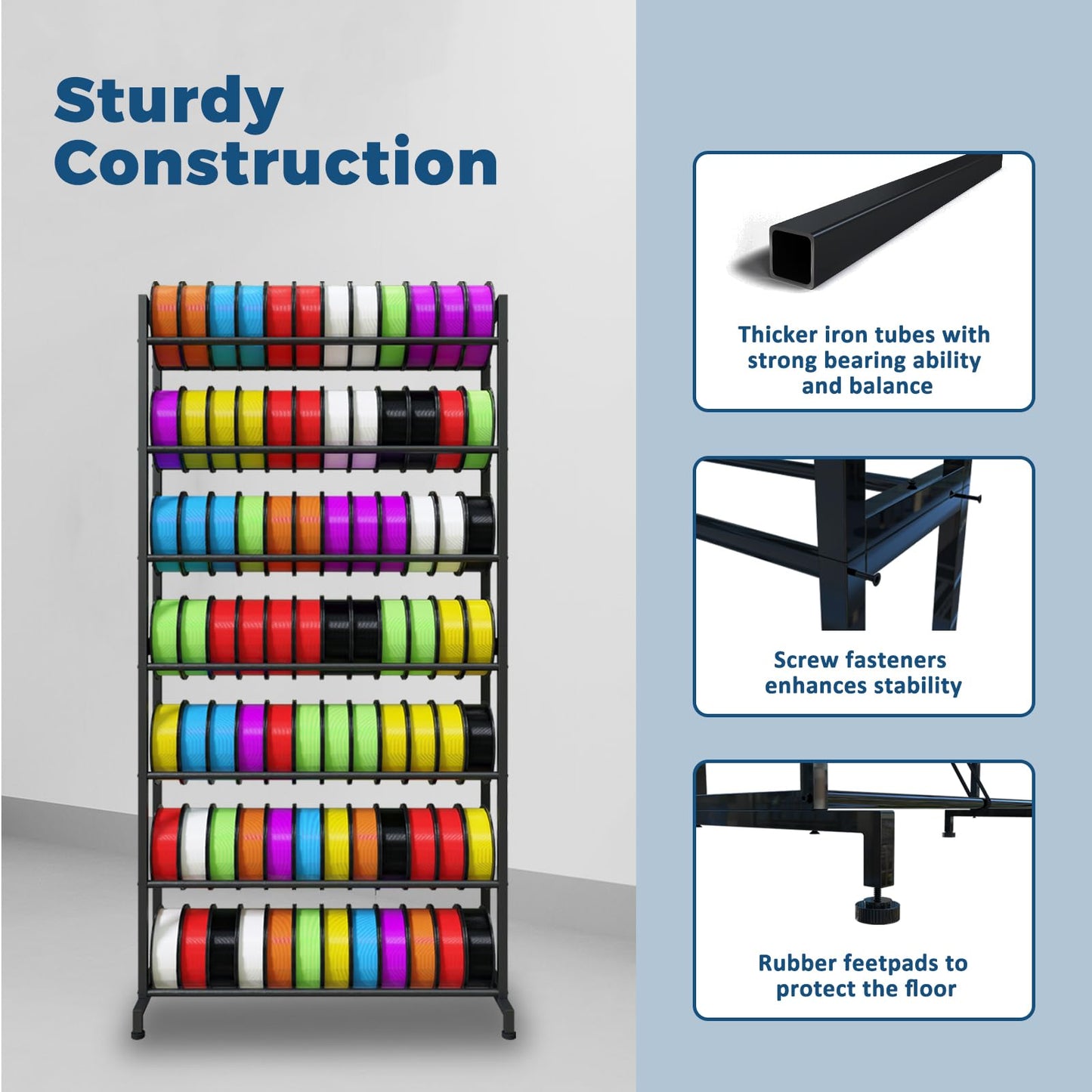 ARTINRACK 3D Printer Filament Rack, Heavy Duty Storage Shelves for 3d Printing Filaments, Large Capacity Filament Storage for 3D Printing Business (7 tier)