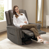 COLAMY Oversized Leather Recliner Chair, 360°Swivel Rocking Manual Recliner with Thick Cushioned Padding Backrest and Wide Seat - Lightbrown COLAMY