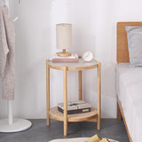 Tiita Rattan Nightstand Side Table, Bamboo Accent Bedside Tables, Glass Coffee Tables, Boho Wooden End Table with Storage for Small Space, Living Room and Bedroom Tiita