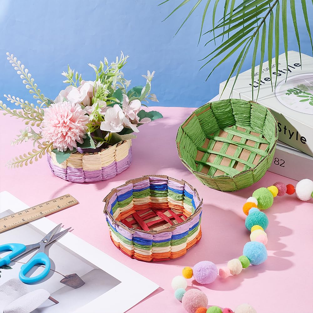 FREEBLOSS 12 Set Basket Making Kit Creative Raffia Basket with Instruction Easter Basket Making Kit Basket Weaving Supplies for Adults Creative Woven Bowl Kits for Easter Activities 8 * 8'' Template FREEBLOSS