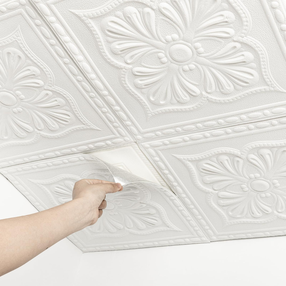 Ceiling Tiles, Ceiling Tiles Peel and Stick Foam, 32 Pcs, Covered 42 Sq.Ft, 3D Wall Panels Peel and Stick, Easy to Install and Cut for Ceiling and Interior Wall Decor, Plain White（13.8 x 13.8 inch） Dureidos