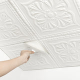 Ceiling Tiles, Ceiling Tiles Peel and Stick Foam, 32 Pcs, Covered 42 Sq.Ft, 3D Wall Panels Peel and Stick, Easy to Install and Cut for Ceiling and Interior Wall Decor, Plain White（13.8 x 13.8 inch） Dureidos