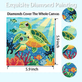 Ammklfh Sea Turtle Diamond Art Painting Kits for Kids with Wooden Frame - Big Gem Art for Girls Gifts,Diamond Dots for Kids Ages 6-8-10-12,Diamond Painting by Number Crafts Kits(7X7 inch) Ammklfh