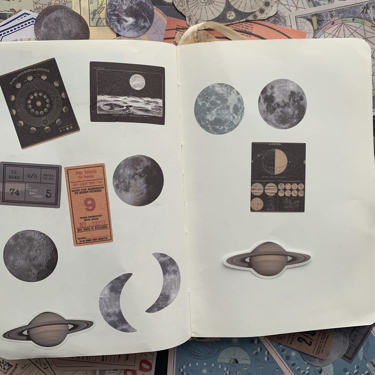 TIYPKE 200pcs Aesthetic Stickers - Vintage Scrapbook Stickers for Journaling, Bullet Journals, Scrapbooking, Space & Moon Themes SIGUJAYGE