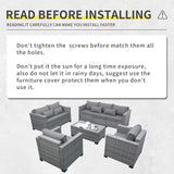 Lviden 5 Piece Wicker Patio Furniture Sets Outdoor Conversation Set, PE Rattan Sectional Sofa Couch with Storage Table and Non-Slip Grey Cushions, Furniture Covers Included Lviden