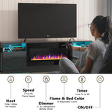 PUKAMI Fireplace TV Stand with 36" Electric Fireplace for TVs Up to 80", LED Light Entertainment Center with Highlight Storage Cabinet, 70 inch Modern Wood Media TV Console for Living Room, Black PUKAMI