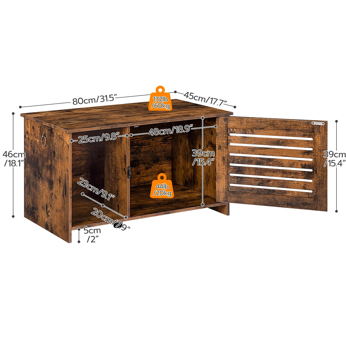 HOOBRO Cat Litter Box Enclosure, Hidden Cat Litter Box Furniture with Louvered Door, Spacious Hidden Cat Washroom with Divider, Cat Furniture Cabinet, 31.5"L x 17.7"W x 18.1"H, Rustic Brown BF07MW01 HOOBRO