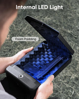 MOLICAR Car Gun Safe, Small Biometric Gun Safe for Handgun, Portable Fingerprint Quick Access Pistol Safe, Gun Lock Box for Car Under Seat Nightstand MOLICAR