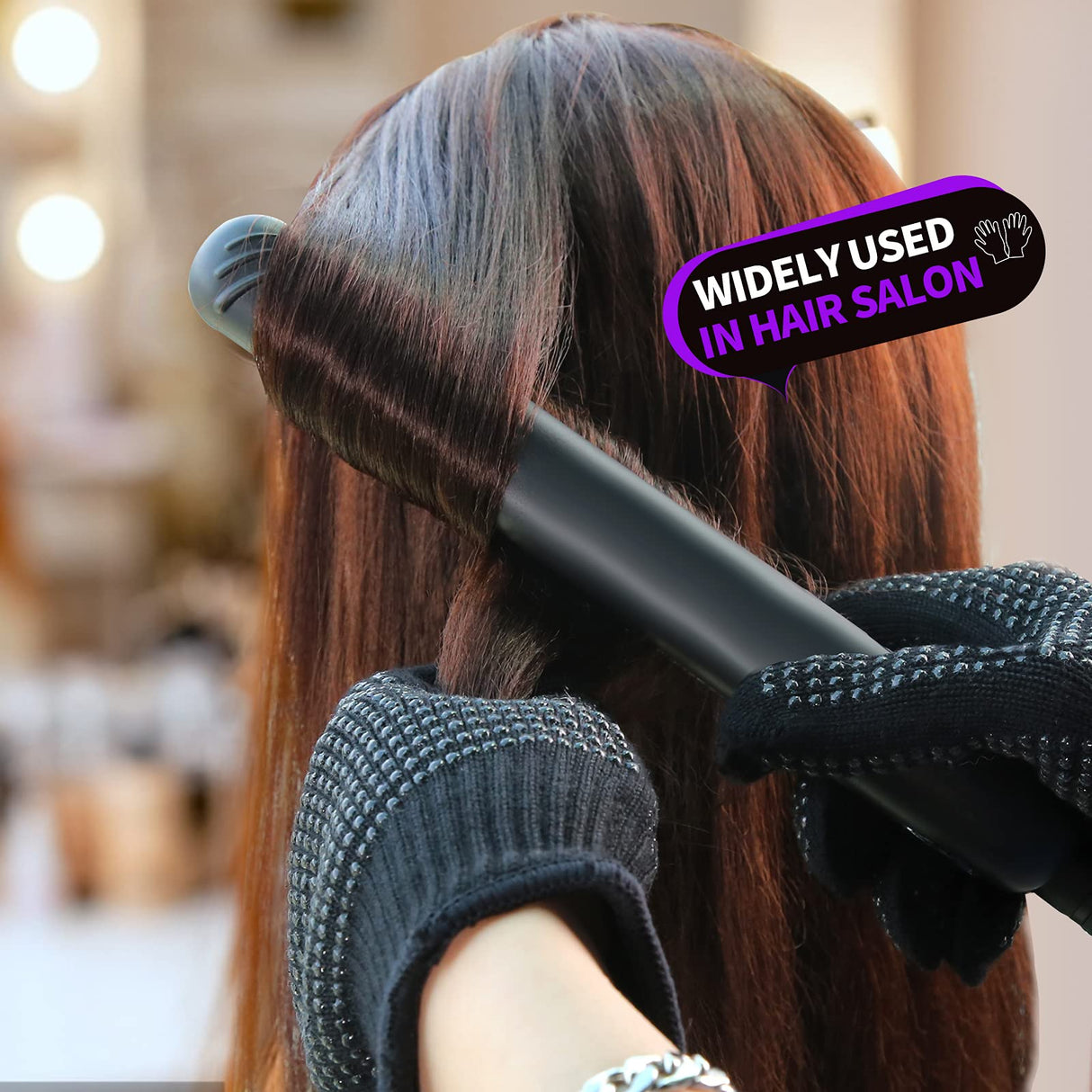 Teenitor Heat Resistant Glove With Silicone Bumps for Hair Iron Tool, Professional Heat Press Gloves, Hair Styling Protectant, Sublimation Black Teenitor