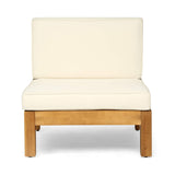 Christopher Knight Home Brava Outdoor Acacia Wood 11 Seater Sectional Patio Sofa Furniture Chat Conversation Sets with Cushions and Coffee Table, 28 "W x 30.25 "D x 26.5 "H, Teak + Beige Christopher Knight Home