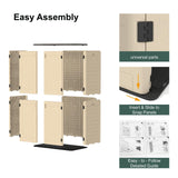IWDOO 60 Cu.Ft Vertical Outdoor Storage Shed, All-Weather Resin Storage Cabinet Waterproof with Lockable Floor, Tall Backyard Shed for Patio Furniture, Garage, Garden, Pool Accessories, Porch (Khaki) IWDOO