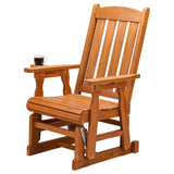 VINGLI Outdoor Glider Chair Wood Patio Glider with Cup Holder, Porch Glider with Smooth Rocking Mechanism, Heavy Duty 600 LBS VINGLI