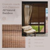 MOOD Custom Bamboo Shades | Rustic | Cordless Bamboo Roman Shades for Windows and Doors (Natural Woven) | Rustic Walnut (Great Privacy) | 35" W X 72" H Mood