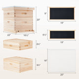 CREWORKS Bee Hive Boxes 10 Frame Langstroth Beehive, Bee Keeping Starter Kit Includes 1 Super Bee Box & 1 Bee Brood Box with Beehive Frames and Foundation, 2 Layers Complete Bee Hive Kit CREWORKS