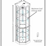 QSOSTNS Lighted Corner Display Curio Cabinet Curved Wood Corner Cabinet with Tempered Glass Doors and Shelves for Living Room (Oak) QSOSTNS