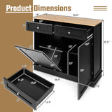 SILKYDRY Tilt-Out Trash Cabinet & Kitchen Island with Adjustable Shelf and Drawers - Black SILKYDRY