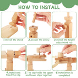 1PCS Embroidery Hoop Stand with 6 PCS 3'' to 8'' Embroidery Hoops Beech Wood Adjustable Rotated Wooden Embroidery Stand, Embroidery Hoop Holder for Cross Stitch and Embroidery Project SENENQU