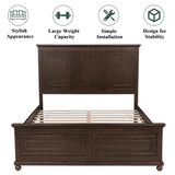 Mirightone Wood Queen Bed Frame with Tall Headboard and Footboard, Rustic Queen Panel Bed with Under Bed Storage, Farmhouse Style, Noise-Free, No Box Spring Needed, Antique Brown Mirightone
