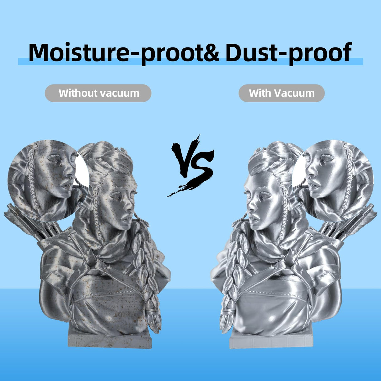 XZN 10 Pcs Filament Storage Bags Vacuum Sealed Kit with Electric Pump, 12.8"x14.8", 2Pcs Sealing Clip, 0.26mm Thick, Moisture/Dust Proof, Fit Most 0.25/0.5/1KG 3D Printer Filament XZN