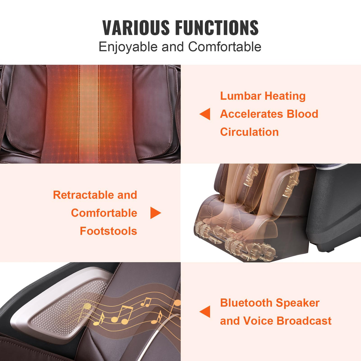 VEVOR Full Body Massage Chair, SL-Track Zero Gravity Massage Recliner, 3D Shiatsu, Body Scan, Heating, Bluetooth Speaker, Airbags for Living Room, Home VEVOR