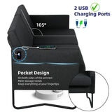 STHOUYN 51” Small Loveseat Sofa for Small Spaces, Comfy Black Couch with 2 USB Ports, Modern 2 Person Loveseats for Living Room Bedroom, Mini Teen Office Couch (Black) STHOUYN