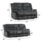 EBELLO Reclining Sofa Furniture Set, Loveseat Recliner Sofa and 3PC Bonded Manual Recliner Set for Living Room, Grey Green (Loveseat+Sofa) EBELLO