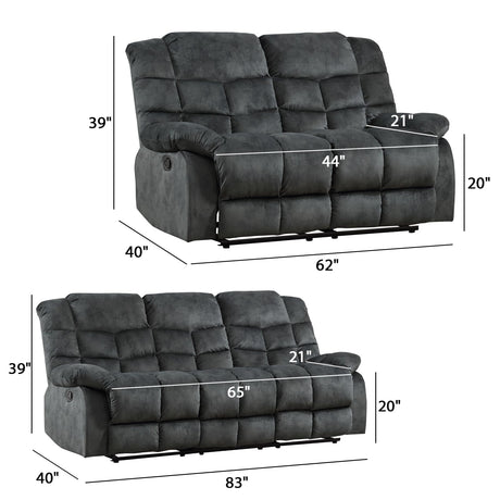 EBELLO Reclining Sofa Furniture Set, Loveseat Recliner Sofa and 3PC Bonded Manual Recliner Set for Living Room, Grey Green (Loveseat+Sofa) EBELLO