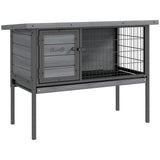 PawHut Rabbit Hutch Elevated Bunny Cage Small Animal Habitat with Metal Frame, No Leak Tray, Metal Wire Pan and Openable Water-Resistant Asphalt Roof for Indoor/Outdoor Gray PawHut