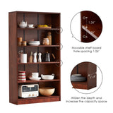 Farini Cherry Bookshelf 5 Shelf Office Bookcase 60 Inches Tall Modern Wood Bookshelf for Living Room Office Farini