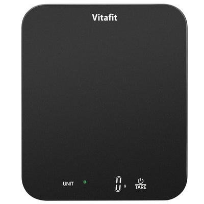Vitafit 33lb/15kg Digital Food Scale in High Precision 0.1oz/1g, Our Own Kitchen Scale Professional Factory Since 2001, Kitchen Essentials for Cooking & Baking, LED, 3*AAA Battery, Spray Silver Black