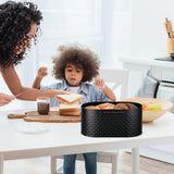 Hossejoy Metal Bread Box with Reversible Bamboo Cutting Lid, Bread Storage Container for Kitchen Countertop, Modern Bread Bin Holder Breadbox (Black) Hossejoy