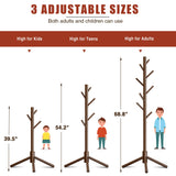 Azaeahom Wooden Coat Rack Stand, Free Standing Coat Rack with 8 Hooks 3 Adjustable Heights for Clothes, Hats, Handbags, Coat Tree Easy Assembly for Entryway, Bedroom, Hallway, Office (New Brown) Azaeahom