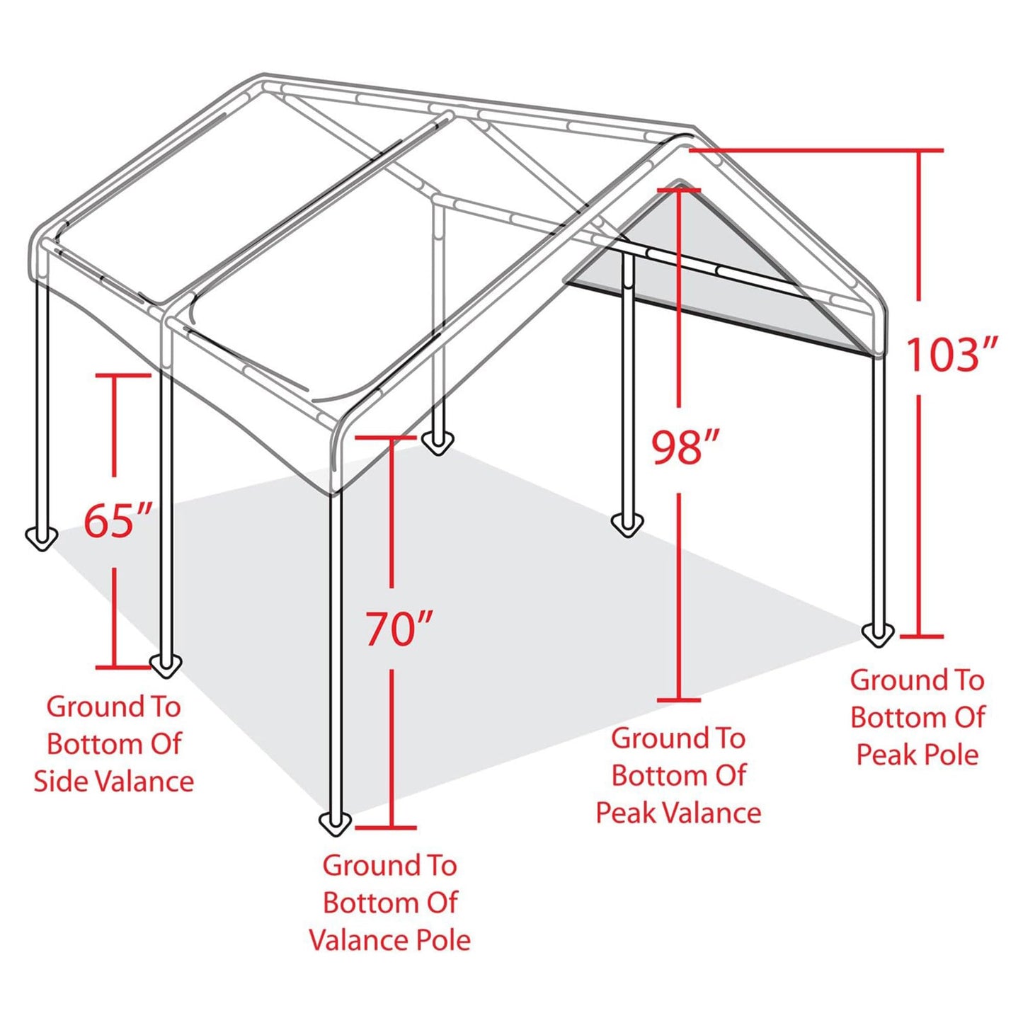 Caravan Canopy Powder Coated Heavy Duty Steel Frame Pop Up Carport with 6 Steel Stakes for Outdoor Activities and Events, White - WoodArtSupply