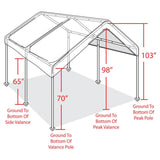 Caravan Canopy Powder Coated Heavy Duty Steel Frame Pop Up Carport with 6 Steel Stakes for Outdoor Activities and Events, White Caravan