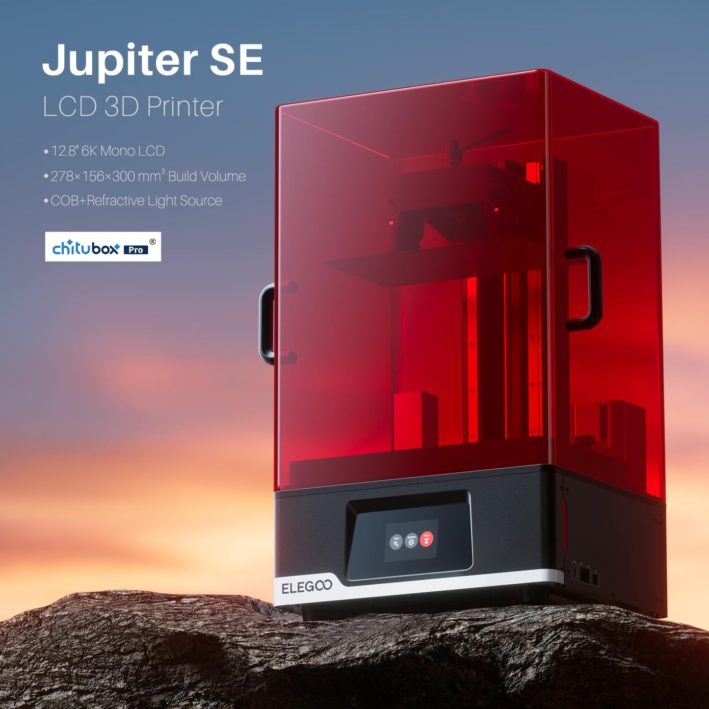 ELEGOO Jupiter SE Resin 3D Printer, Large MSLA 3D Printer with 12.8-inch 6K Monochrome LCD, Printing Size of 10.94 x 6.15 x11.81 Inch