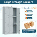 MIIIKO Metal Lockers 3 Tier 3-Wide, Employee Storage Locker with Keys and 9 Doors, 71" Tall Locking Storage Shelf Organizer for Work, School and Gym MIIIKO