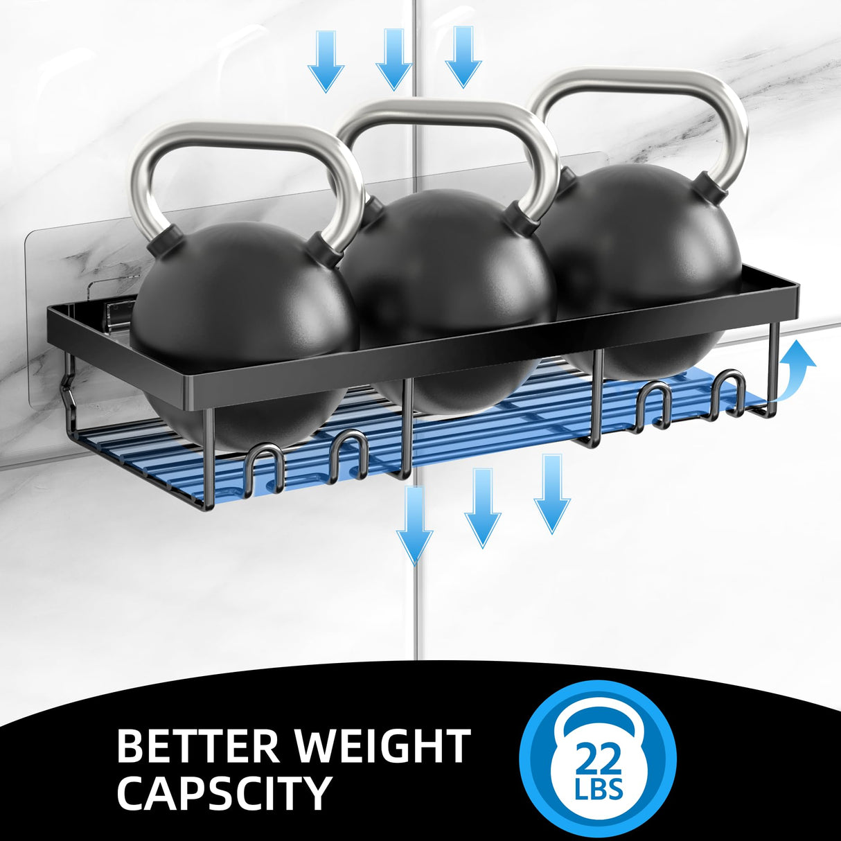 Moforoco 3-Pack Shower Caddy Basket Shelf with Soap Holder, No Drilling Traceless Adhesive Shower Wall Shelves, Rustproof Black Bathroom Shower Storage Organizer Moforoco