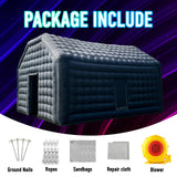 Large Black Inflatable Nightclub 20X16.5X12Ft Disco Cube Gazebo Event House with Logo Area Portable Inflatable Party Tent for Birthday, School Events, Backyard Party, Rental Business OZIS