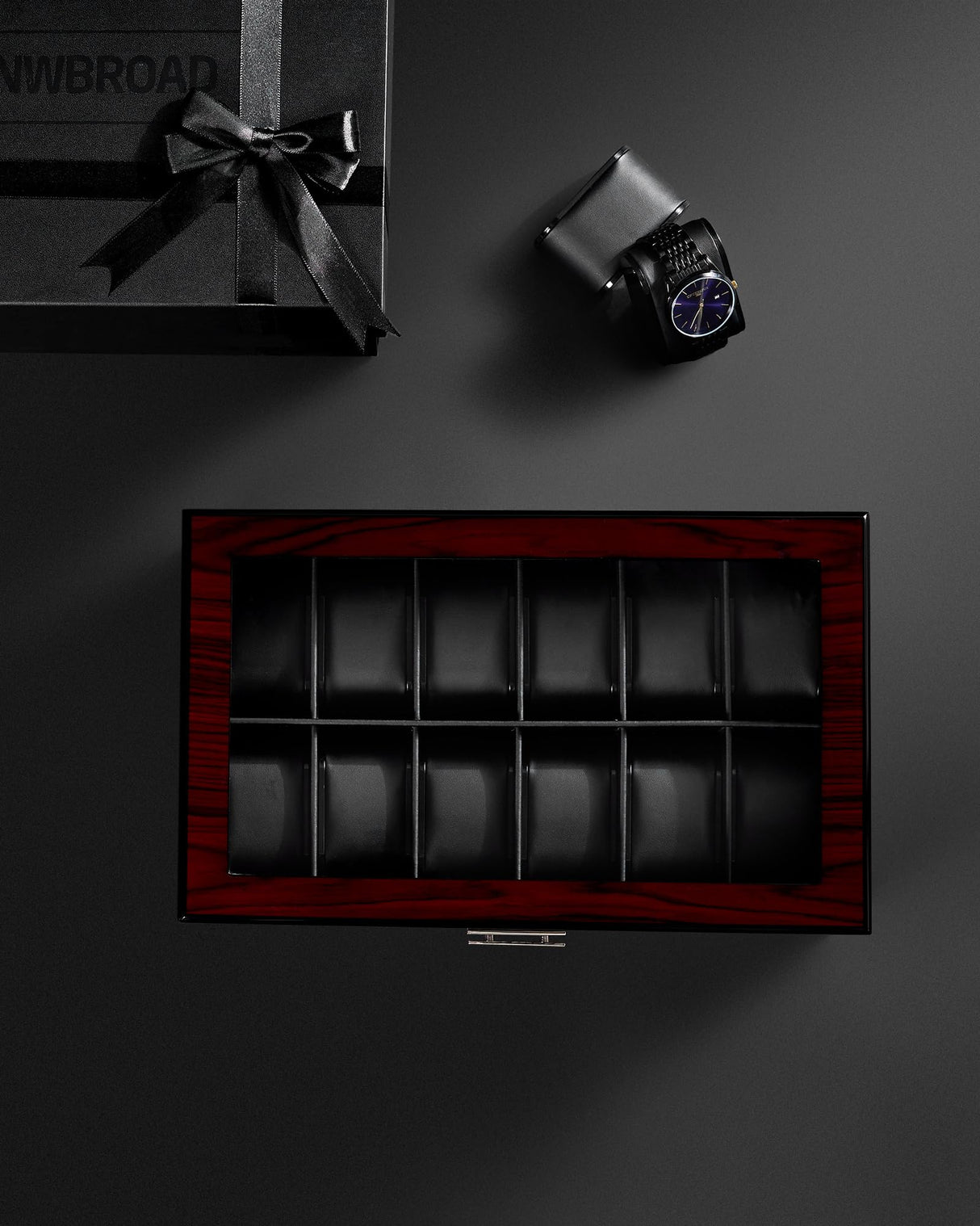 ANWBROAD 12 Slot Watch Cases for Men Watch Box with Large Lid Jewelry Box with Watch Storage 2-Tier Paint Surface Watch Holder Organizer for Men Lockable Watch Display Case UJWB001Y ANWBROAD