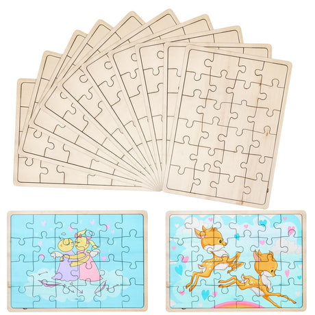 Deekin 30 Sheets Unfinished Wood Blank Puzzles Customizable Blank Wooden Puzzle Pieces Freeform Things to Paint, Write and Draw On, Wooden Jigsaw Puzzles for Kids DIY Craft, 8.9 x 5.9 Inch Deekin