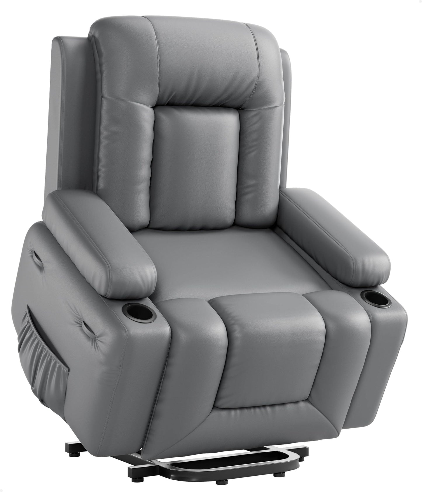 GarveeHome Power Lift Recliner Chair - Heat and Massage, Adjustable Back and Legs, PU Leather Electric Lift Chair Designed for The Elderly and People with Mobility impaired