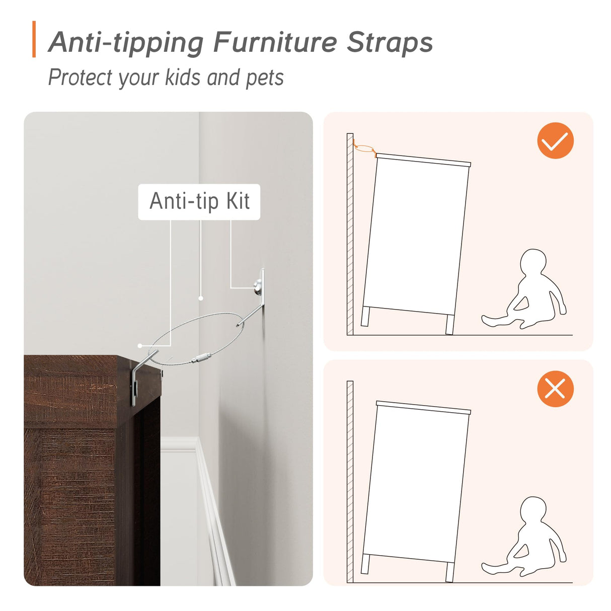 WAMPAT Rustic Wood 3-Drawer Dresser,32-inch Tall Farmhouse Bedroom Chest of Drawers with Smooth Glide, 31.5-inch Wide Storage Cabinet with Drawers, Rustic Brown WAMPAT