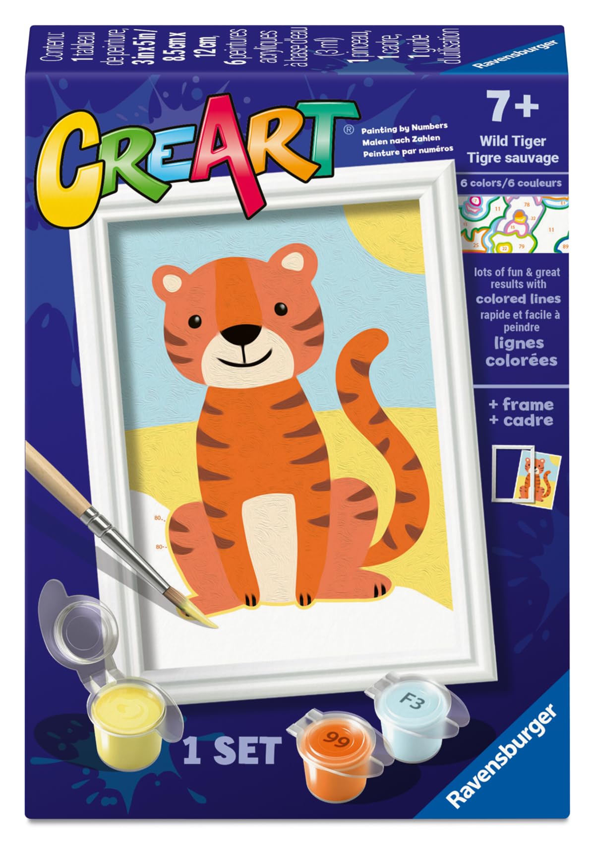 Ravensburger - Wild Tiger CreArt Paint by Numbers Kit | Fun & Easy DIY Art for Kids Age 7+ | Creative Gift Idea for Birthdays & Holidays Ravensburger