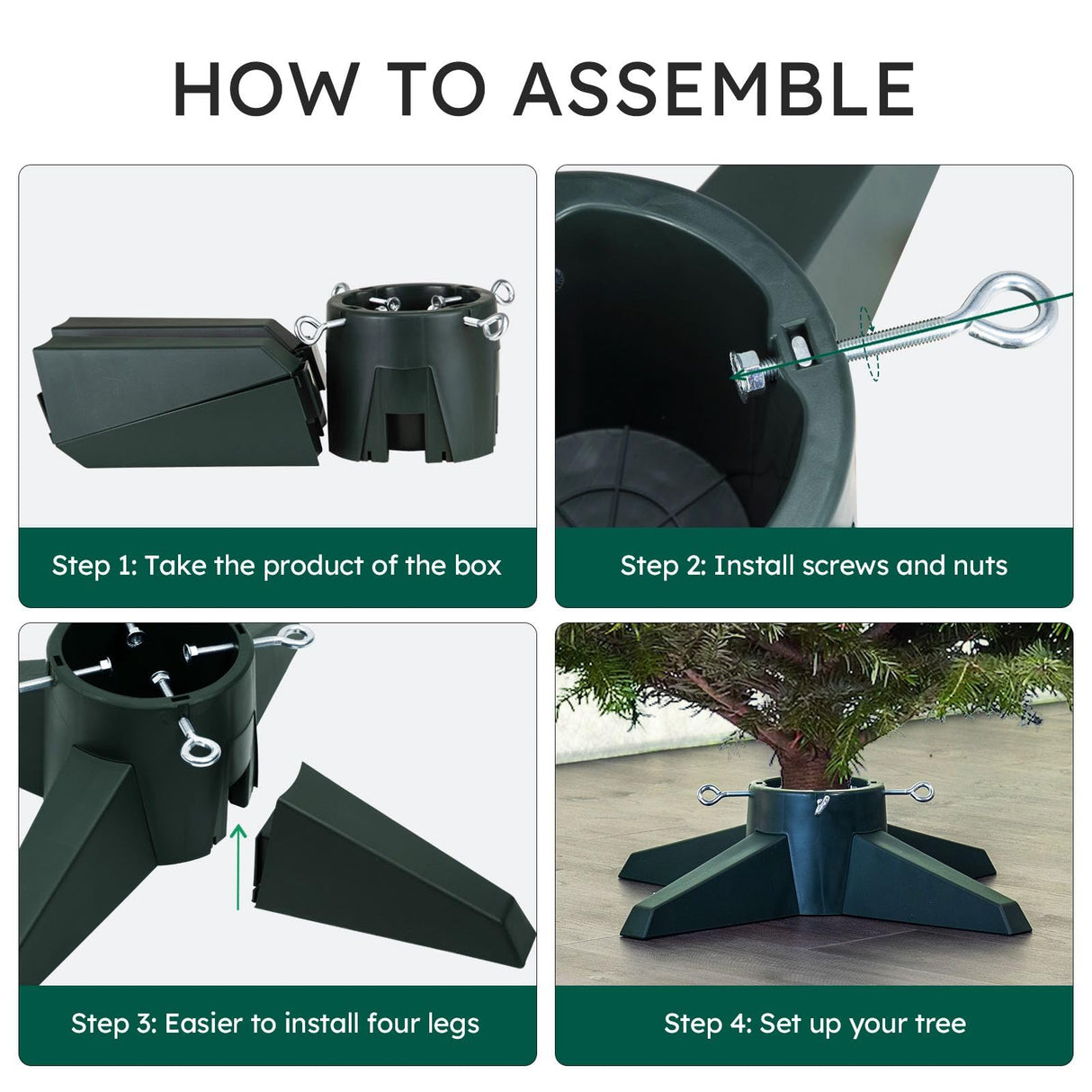 HarcoHome Live Christmas Tree Stand - 8ft Real & Artificial Tree Fit, Sturdy Green Christmas Tree Holder with Spike HarcoHome