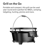 Everdure Round Cast Iron Grill & Cover – Outdoor, 2-In-1 Portable, Tabletop Grill and Griddle - 100% Cast Iron, Enameled, Durable, Small Charcoal Grill, Camping Stove or Hibachi Grill Everdure